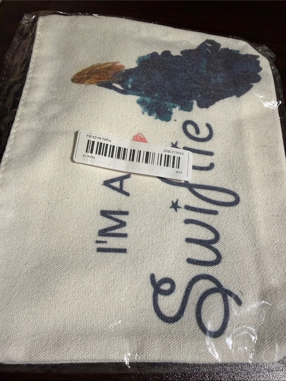 I'm A Swifite Canvas Wash Cloth - White with Navy and Pink